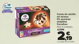 Carrefour Carrefour - conos de vainilla sin lactosa 0% azúcares añadidos oferta