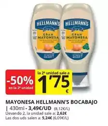 Supermercados MAS Hellmann's - mayonesa bocabajo oferta
