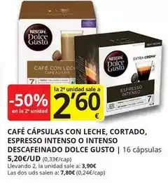 Supermercados MAS Nescafé - café cápsulas con leche, cortado, espresso intenso o intenso descafeinado dolce gusto oferta