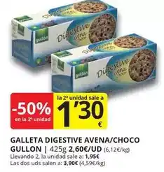 Supermercados MAS Gullón - galleta digestive avena/choco oferta