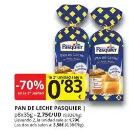 Supermercados MAS Pasquier - pan de leche oferta