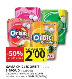 Supermercados MAS Orbit - gama chicles oferta