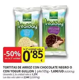 Supermercados MAS Vitalday - tortitas de arroz con chocolate negro o con yogur oferta