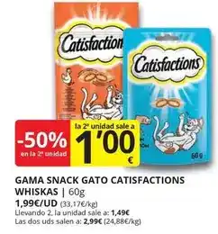 Supermercados MAS Catisfactions - snack gato oferta