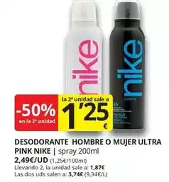 Supermercados MAS Nike - desodorante hombre o mujer ultra pink oferta