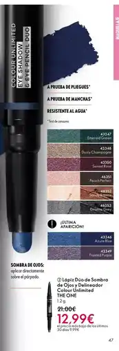 Oriflame The one - lápiz dúo de sombra de ojos y delineador colour unlimited oferta