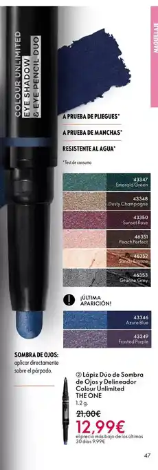 Oriflame The one - lápiz dúo de sombra de ojos y delineador colour unlimited oferta