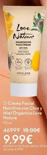 Oriflame Crema facial nutritiva con chia y miel a love nature oferta