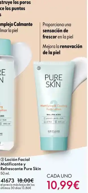 Oriflame Oriflame - loción facial matificante y refrescante pure skin oferta
