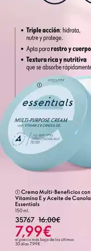 Oriflame Oriflame - crema multi-beneficios con vitamina e aceite de canola essentials oferta