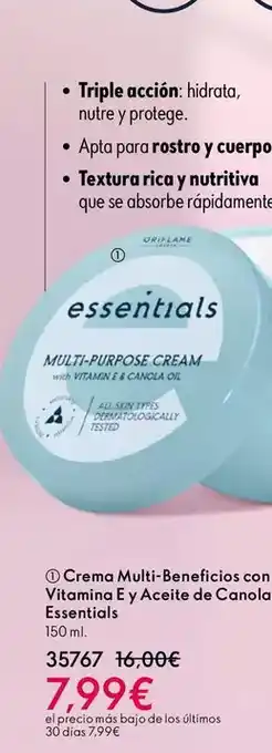 Oriflame Oriflame - crema multi-beneficios con vitamina e aceite de canola essentials oferta