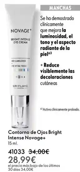 Oriflame Oriflame - contorno de ojos bright intense novage+ oferta