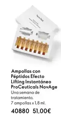 Oriflame Novage - ampollas con peptidos efecto lifeting instantaneo proceuticals oferta