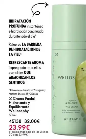 Oriflame Oriflame - crema facial hidratante y equilibrant e wellosophy oferta