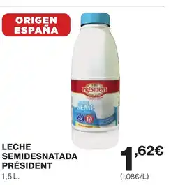 Hipercor PRÉSIDENT Leche semidesnatada oferta