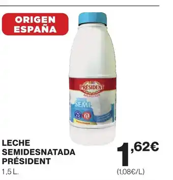 Hipercor PRÉSIDENT Leche semidesnatada oferta