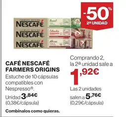 Hipercor Café nescafé farmers origins oferta