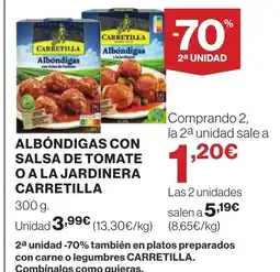 Hipercor CARRETILLA Albóndigas con salsa de tomate oa la jardinera oferta
