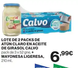 Hipercor CALVO Lote de 2 packs de atún claro en aceite de girasol oferta