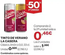 Hipercor LA CASERA Tinto de verano oferta
