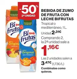 Hipercor BIFRUTAS Bebida de zumo de fruta con leche oferta