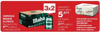 Hipercor MAHOU CLÁSICA Cerveza oferta