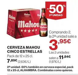 Hipercor Cerveza mahou cinco estrellas oferta