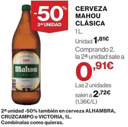Hipercor MAHOU CLÁSICA Cerveza oferta