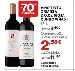 Hipercor Vino tinto crianza d.o.ca. rioja cune o viña xi oferta