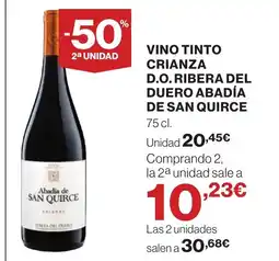 Hipercor Vino tinto crianza d.o. ribera del duero abadía de san quirce oferta