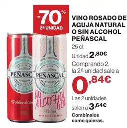 Hipercor Vino rosado de aguja natural o sin alcohol peñascal oferta