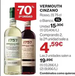 Hipercor Vermouth cinzano oferta