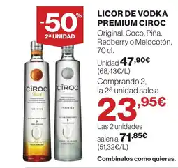 Hipercor CIROC Licor de vodka premium oferta