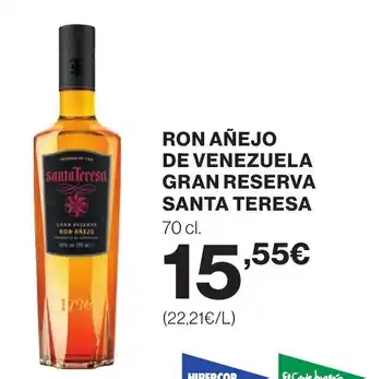 Hipercor SANTA TERESA Ron añejo de venezuela gran reserva oferta