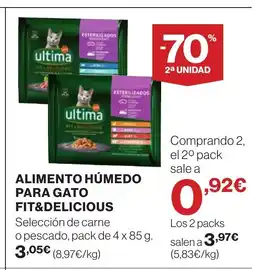Hipercor Alimento húmedo para gato fit&delicious oferta