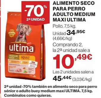 Hipercor ULTIMA Alimento seco para perro adulto medium maxi oferta