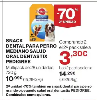 Hipercor PEDIGREE Snack dental para perro mediano salud oral dentastix oferta
