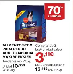Hipercor BREKKIES Alimento seco para perro adulto medium maxi oferta