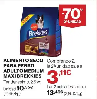 Hipercor BREKKIES Alimento seco para perro adulto medium maxi oferta