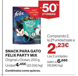 Hipercor Snack para gato felix party mix oferta