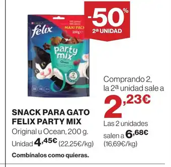 Hipercor Snack para gato felix party mix oferta