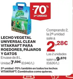 Hipercor Lecho vegetal universal clean vitakraft para roedores, pájaros oferta