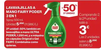 Hipercor Lavavajillas a mano fairy poder 3 en 1 oferta