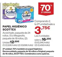 Hipercor SCOTTEX Papel higiénico oferta