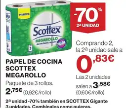 Hipercor SCOTTEX MEGAROLLO Papel de cocina oferta