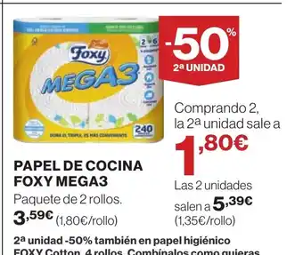 Hipercor FOXY MEGA3 Papel de cocina oferta