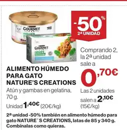 Hipercor Alimento húmedo para gato nature's creations oferta