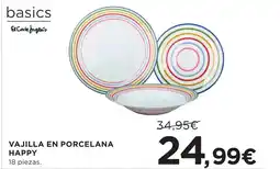 Hipercor Vajilla en porcelana happy oferta
