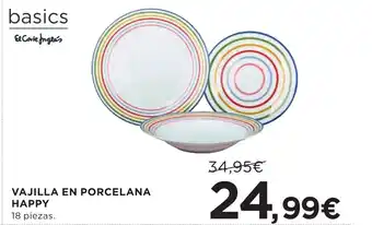 Hipercor Vajilla en porcelana happy oferta