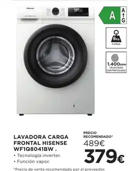 Hipercor Lavadora carga frontal hisense wf1q8041bw oferta